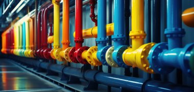 Industrial pipes and valves, complex systems